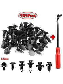 191Pcs Car Clips Fasteners Kit Auto Trim Panel Clip Mixed Body Bumper Rivet Door Trim Panel Retainer Car Interior Accessories Clips ﻿ - Black - View 11