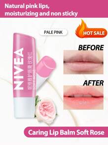 NIVEA 唇部护理润唇膏 4.8g 淡粉色，玫瑰色，含乳木果油、荷荷巴油和鳄梨油，保湿唇部护理，全天唇部保湿，100% 天然配方，减少唇部细纹 润唇膏 唇妆 - Rose 4.8g - 查看 1