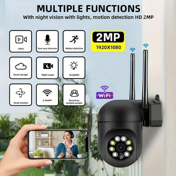 1pc 1080P HD Rotatable Audio Camera, 2.4G Wireless Wifi Security Camera With 4X Human Motion Tracking And 355° View For Home Security And Surveillance, Suitable For Elderly/Kids Monitoring, Includes Night Vision, USB Powered, Supports Cloud Storage & Memory Card (Not Included, Need To Purchase)