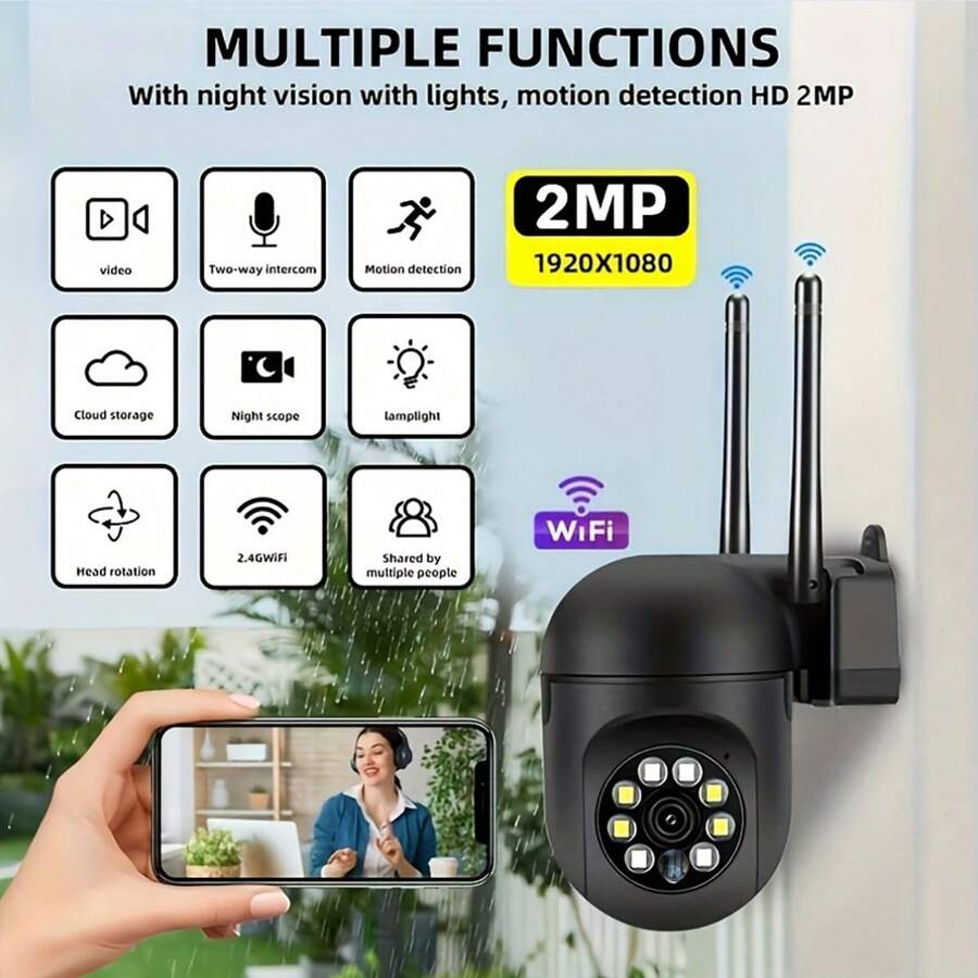 1pc 1080P HD Rotatable Audio Camera, 2.4G Wireless Wifi Security Camera With 4X Human Motion Tracking And 355° View For Home Security And Surveillance, Suitable For Elderly/Kids Monitoring, Includes Night Vision, USB Powered, Supports Cloud Storage & Memory Card (Not Included, Need To Purchase) - Multicolor - View 1