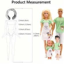 11 件/套适合 11.5 英寸娃娃和 30 厘米男孩娃娃的家庭配套服装，包括适合日常角色扮演玩具和娃娃屋配件的连体连衣裙（雨伞和桌布颜色随机，不包括娃娃） - 彩色 - 查看 2