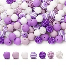 70pcs 12mm Silicone Round Beads, Resin Barcode Beads For DIY Bracelet, Necklace, Earrings, Keychain Pendant Making - Multicolor - View 5
