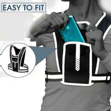 Mochila de corrida mini para homens e mulheres - refletiva, alta visibilidade de 360°, acomoda acessórios e qualquer iPhone, Android, iPad Mini - equipamento leve e ajustável para condicionamento físico, caminhada, ciclismo, trilhas e muito mais!