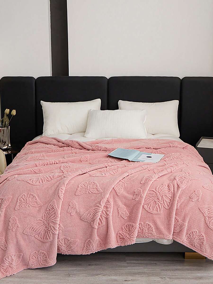 1 Miếng Màu thuần Hình bướm Tất cả Mùa Chăn , Phong cách hiện đại Polyester Ba chiều Dệt hoa Ga trải giường Như Khăn trải giường ( Vỏ gối Không bao gồm ) - Hồng - Xem 1