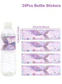 10 件/24 件 23*5.5 厘米美人鱼主题生日派对多用途瓶贴，宝贝淋浴节日生日派对装饰瓶贴，海底主题元素装饰贴纸适用于家居装饰情人节 - 彩色 - 查看 3