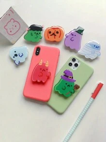 1PC Cartoon Cute Ghost Foldable Mobile Phone Extension Frame Finger Holder Mobile Phone Holder Luxury Universal Mobile Phone Grip Socket Compatible With IPhone, Android Phone, Gift For Birthday, Family, Friends Push-Pull Phone Grip, Phone Accessories