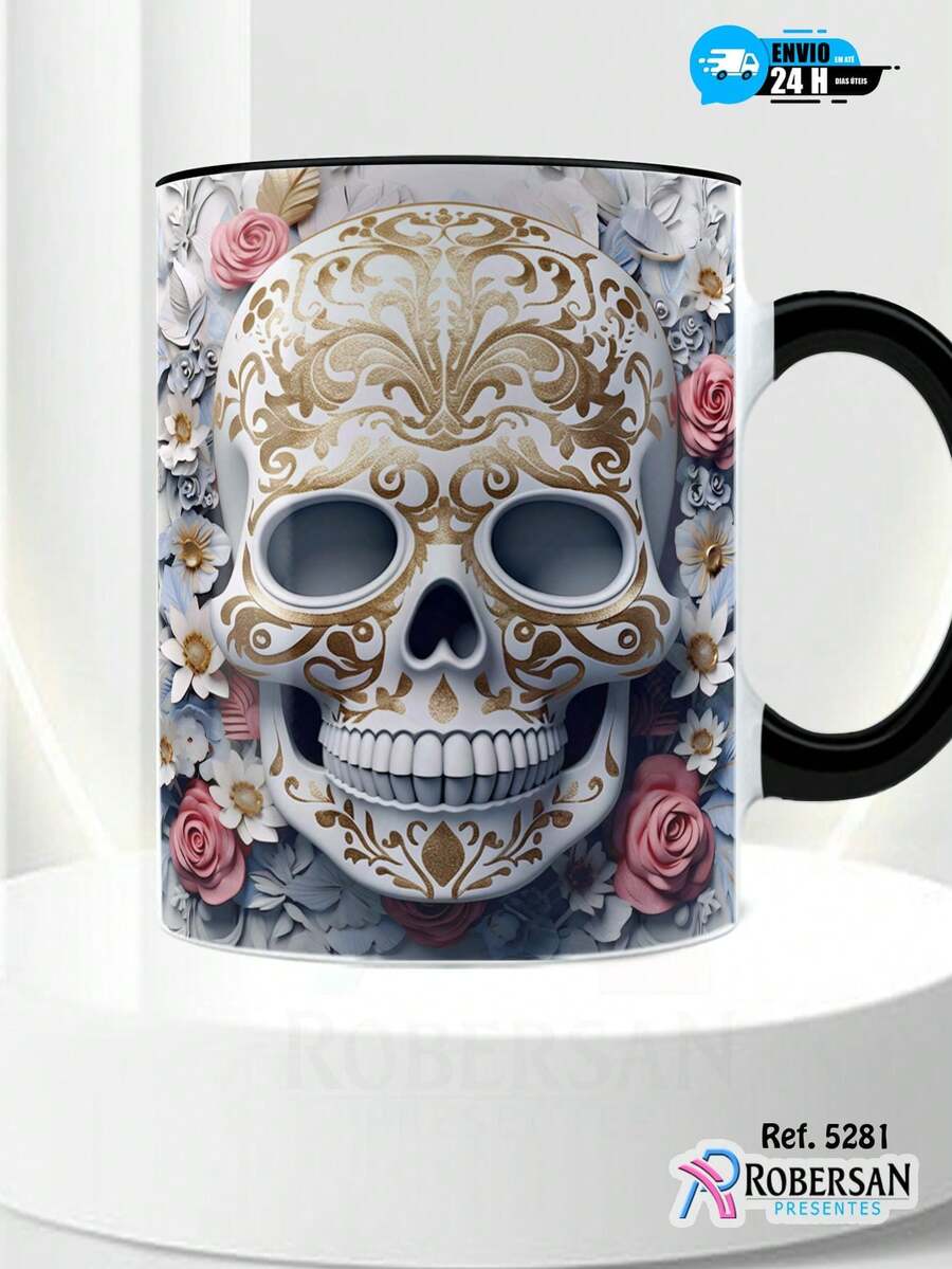 Different Porcelain Mugs Halloween Skull Personalized Coffee 3D 5281 - Svart - Visa 1