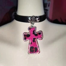 Y2K 闪亮水晶豹纹项链 女士性感珠宝 哥特式颈链 原宿风吊坠项链