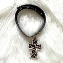 Y2K 闪亮水晶豹纹项链 女士性感珠宝 哥特式颈链 原宿风吊坠项链