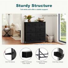 9-Drawer Dresser With Easy-Pull Fabric Bins - Bedroom Chest Tower, TV Stand & Organizer With Wooden Top & Sturdy Steel Frame - Black - View 3