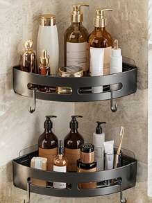 2pcs Corner Shower Caddy, Bathroom Storage Rack, Indoor Shower Shelf, Shampoo Holder, Kitchen Bathroom Storage Box, Shower Basket, Space Saving Triangle Corner Shelf - Durable Wall Mounted Bathroom Shampoo, Soap And Cosmetics Storage Rack - Easy Installation, Anti-Slip Design, Bathroom Accessories Home Bathroom Decor Bathroom Organizer Fall Decor Back To School