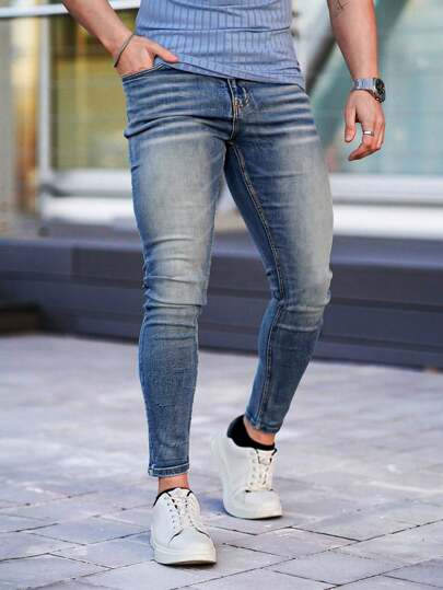 GINGTTO بنطلون جينز كاجوال للرجال متعدد الجيوب بسيط، للارتداء اليومي