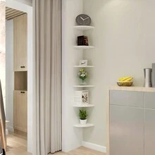 5 Layer Wall-Mounted Corner Shelf , Wall-Mounted Storage Display Rack, White Floating Corner Shelf, Corner Bookshelf, Plant Wall Shelf For Bedroom, Living Room, Bathroom, Home Office - trắng - Xem 4