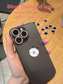 3pcs Rhinestone Eagle Eye Metal Lens Protector Film, Compatible With IPhone 17 Pro Max, 17 Air, 17 Pro, 16e, 16, 15, 14, 13, 12, 11 Pro Plus Max Mini, High Hardness, Easy Installation, Friendly To Phone Case, Pink - Pink - View 7