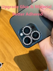 3pcs Rhinestone Eagle Eye Metal Lens Protector Film, Compatible With IPhone 17 Pro Max, 17 Air, 17 Pro, 16e, 16, 15, 14, 13, 12, 11 Pro Plus Max Mini, High Hardness, Easy Installation, Friendly To Phone Case, Pink - Pink - View 8