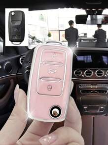 粉色防摔汽車鑰匙套，適用於/ 捷達拉斐達/桑塔納/途觀/帕薩特/速派/柯迪亞克/蔚來EC3/大众T-Roc Tharu/ - 粉色 - 查看 2