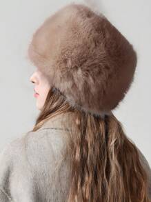 1 chiếc mũ xô dày dặn, mềm mại, màu trơn, chắp vá, ấm áp cho nữ, trang phục mùa thu đông - Nhiều màu - Xem 3