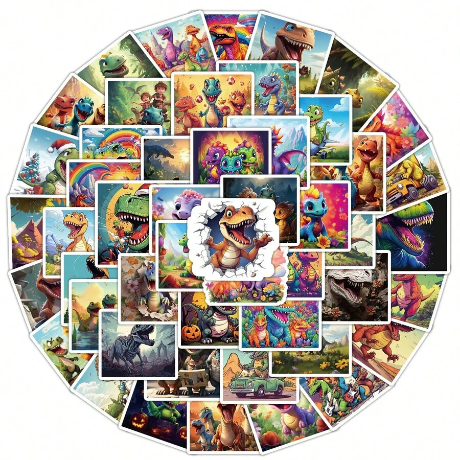 50 miếng dán khủng long hoạt hình, miếng dán vinyl cho máy tính xách tay, bình nước, đàn guitar, xe đạp, ô tô, xe máy, cản xe, hành lý, ván trượt, hình dán dễ thương, món quà tuyệt vời nhất cho trẻ em, thanh thiếu niên, nam giới, phụ nữ. - Nhiều màu - Xem 1