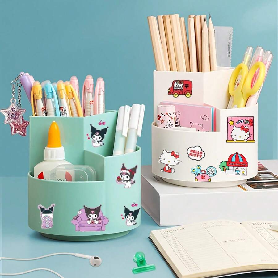 1 套 DIY 可旋转笔筒，360 度旋转桌面铅笔盒，化妆工具收纳盒，适用于办公室、家庭、学校、返校用品、办公用品桌面收纳整理 - 彩色 - 查看 1