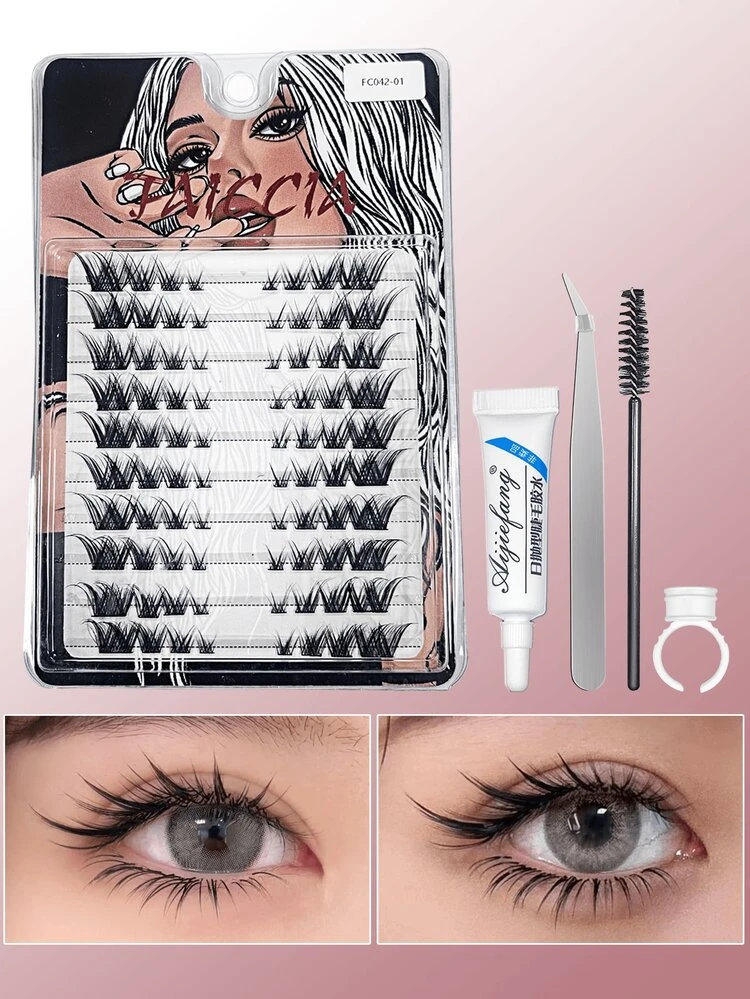 Faiccia マンガデザイン つけまつげ 10ペア 6-13mm クラスター 個別