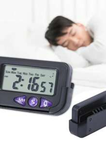 Small Digital Electronic Alarm Clock NA813A, NA613D Compact Portable Travel Alarm Clock With Week, Date Battery Operated - 白色 - 查看 3