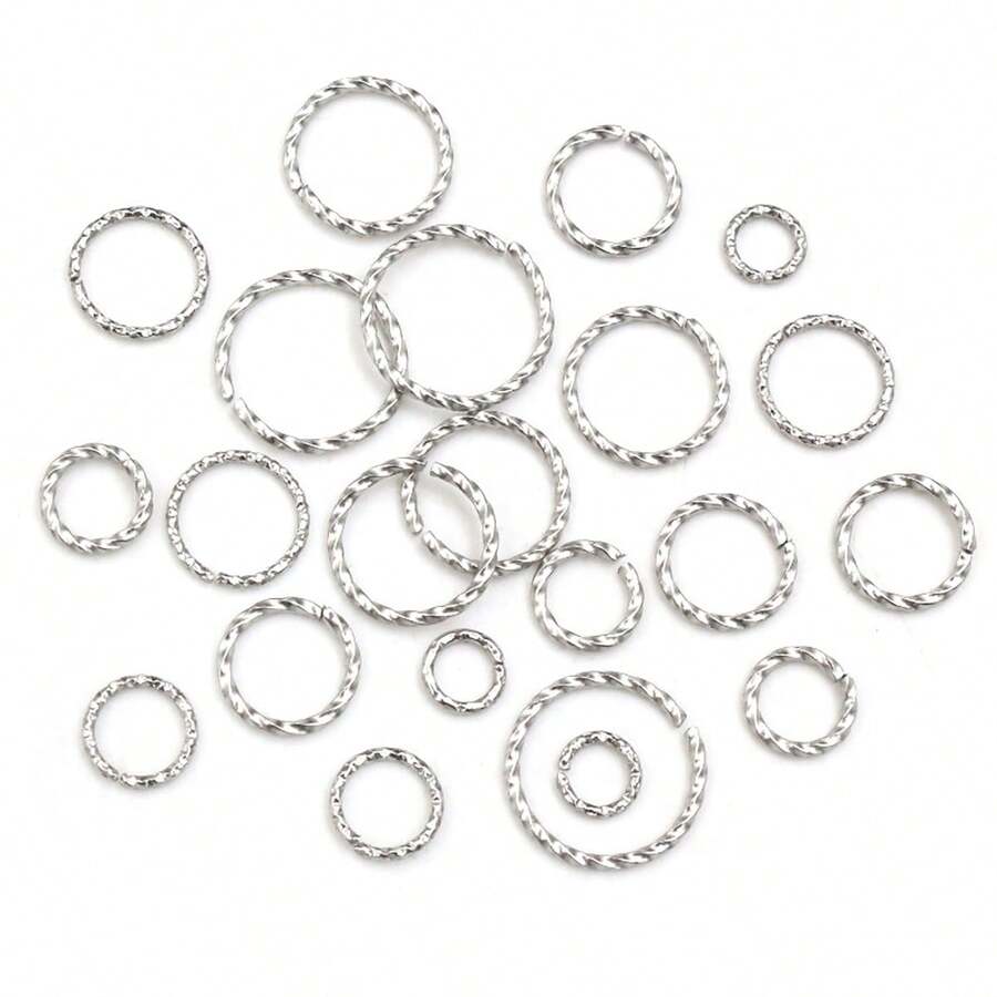 50pcs Stainless Steel 1/1.2mm Thick 6-14mm Twist Open Jump Rings For DIY Jewelry Making Findings For Earrings Necklace - Steel - View 1