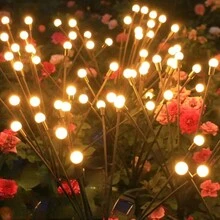 Đèn đánh dấu lối đi chạy bằng năng lượng mặt trời, màu trắng ấm và nhiều màu, 1 gói 6 đèn LED, 1 gói 8 đèn LED, 1 gói 10 đèn LED, Đèn đom đóm thổi bằng gió, Đèn cọc cắm đất cảnh quan sân vườn ngoài trời LED, Đèn trang trí bãi cỏ công viên sân trong - Nhiều màu - Xem 6