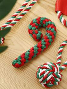 1pc Random Christmas Pet Toy, Christmas Pet Chew Rope Toy, Candy Cane Chew Toy, Dog Toys, Interactive Toys, Self Playing Toys, Christmas Gift