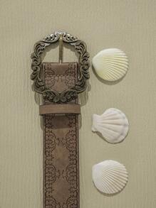 1pc Women Halloween Embossed Western Belt Vintage Print Belt For Jeans Pants Dress Summer, School Fall, Autumn, Halloween - Belt - View 5