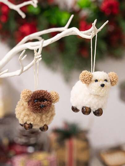 1 Peça Decoração Pendente de Cachorrinho em Tecido Feltro Branco, Pendente de Árvore de Estimação Fofo, Encantos Penduráveis Festivos para Decoração de Feriados, Melhores Presentes, Decoração de Casa e Quarto, Decorações de Natal e Inverno