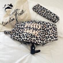 1 Stück Leopard Muster Vintage Auf-Zu Klappregen-schirm, Multifunktionale Sonnenschutz- & Regenschutz, Jungen Valentinstag Herz Valentinstag Sommer Abkühlung, Strand, Reise