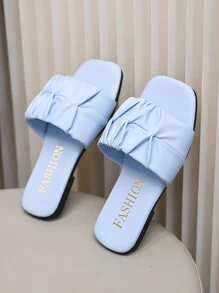 Children's Fashionable Slip-On Sandals, Square Toe Flat Shoes, Strap , New Summer Beach Shoes For Girls - Baby Blue - View 4