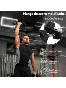 Bluelander Hexagonal Dumbbell, Weight For Home Exercise, Knurled Steel Handle And Rubber Cover. - màu đen - Xem 4