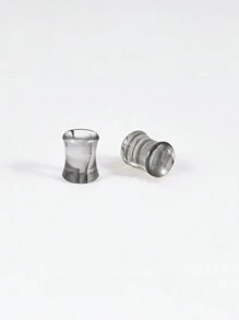 1 Paar acryl grau-rauch einfarbige Doppelflanschen Ohr Tunnel Stretcher 8mm-25mm, Körperschmuck für Frauen und Männer - Wie im Bild gezeigt - Übersicht 16
