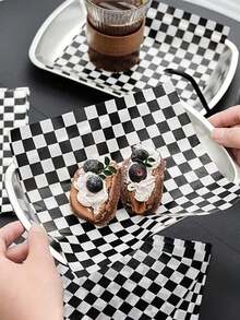 50/75/100 tờ Giấy gói bánh sandwich chống thấm dầu mỡ, Giấy gói bánh nướng Giấy ăn nhẹ, Giấy ăn nhẹ sáp khô kẻ caro, Giấy ăn nhẹ Hamburger kẻ caro, Giấy gói sáp Deli - Nhiều màu - Xem 6