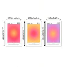 Juego de 3 impresiones de lienzo con números angelicales, arte de pared de degradado, pósteres de números angelicales aura, pósteres de afirmación, arte de aura rosa, decoración de habitación estética sin marco