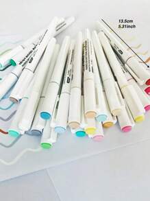 24 Pcs Morandi Acrylic Paint Pens Soft Brush Tip, Pastel Calligraphy Markers For Lettering, Card Making, Rocks Painting, Wood, Fabric, Canvas, Ceramic, Glass, DIY Art Crafting, Kids & School Supplies - Multicolor - View 8