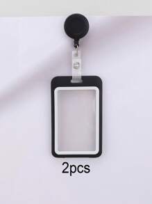 1pc Vertical Matte Black Strap With Buckle Id Card Holder For Students/workers - Black - View 12