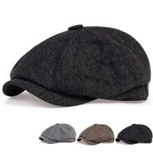 1pc Men's Plaid Newsboy Cap Fashionable Beret Hat For Outdoor, Leisure, Business Casual, Autumn And Winter