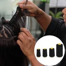 黑色编织线 100% 涤纶 用于制作假发缝制发纬接发 1 件（1 件，黑色）4 种长度可选