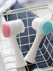 二合一硅胶清洁刷 - 温和去角质和按摩，柔软双面刷毛适合所有皮肤类型，送给女朋友的礼物，面部清洁、面部刷、包、收纳、收纳 - 彩色 - 查看 3