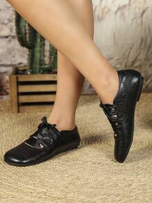 Giày nghỉ lễ mùa hè cho nữ, Giày đế bằng Mary Jane mũi vuông - màu đen - Xem 2