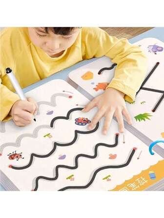 32-Page Reusable Thinking And Enlightenment Practice Pen Holding Training Books, Soy Ink Printing, Educational Montessori Painting Books, Erasable Exercise Books For Boys And Girls, Suitable For Parent-Child Education, Digital Letter Cognition, Children's Day, Christmas Gifts (Eraser And Pen Styles/Colors Are Random, Books Do Not Include Pen And Eraser)