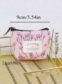 1PC Mini Simple Pattern Coin Purse, Zipper Portable Storage Pouch, Lightweight Earphone Bag(Zipper Random)(Lining Color Random) - Pink - View 5