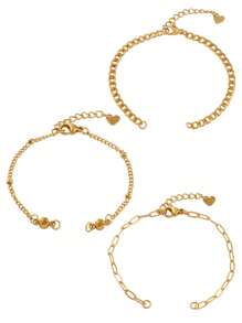 3pcs Stainless Steel Adjustable Chain Bracelet Base, For Jewelry Making DIY Connector, Pendant, Bracelet, Anklet And Other Accessories - Bracelet Setting - View 1