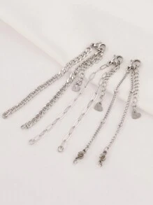 3pcs Stainless Steel Adjustable Chain Bracelet Base, For Jewelry Making DIY Connector, Pendant, Bracelet, Anklet And Other Accessories - Bracelet Setting - View 4