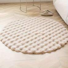 1 件毛绒蓬松圆形地毯，柔软蓬松，易于清洁，适用于卧室、客厅、衣柜、梳妆台 - 多种颜色可选