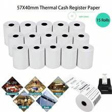热敏收据纸卷，57x40mm（2 1/4''x32ft）PAPRMA POS 纸收银机纸卷，适用于方形终端信用卡机 Verifone VX510 VX570 FD50 T4220 的热敏纸，学校用品，返校
