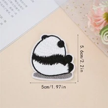 1pc Panda Applique Patch With Heat-Seal, Embroidered Cartoon Panda Mend Patch For Clothing Rips And Holes - Multicolor - View 15
