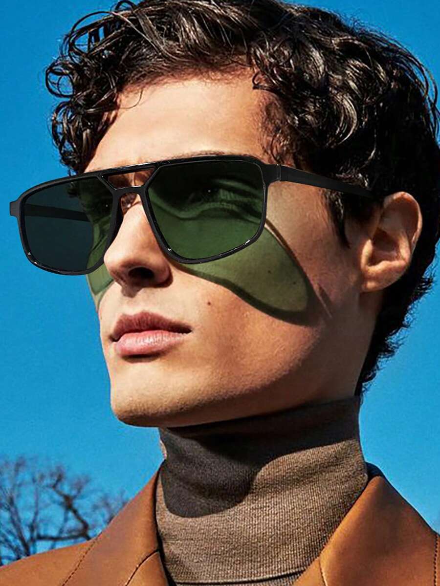 1pc Unisex High-End Hollow Frame Frog Style Fashion Glasses For Outdoor - Green - View 1